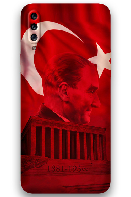 Galaxy A20S Uyumlu Atatürk Desenli Telefon Kılıfı + Ekran Koruyucu - 5848