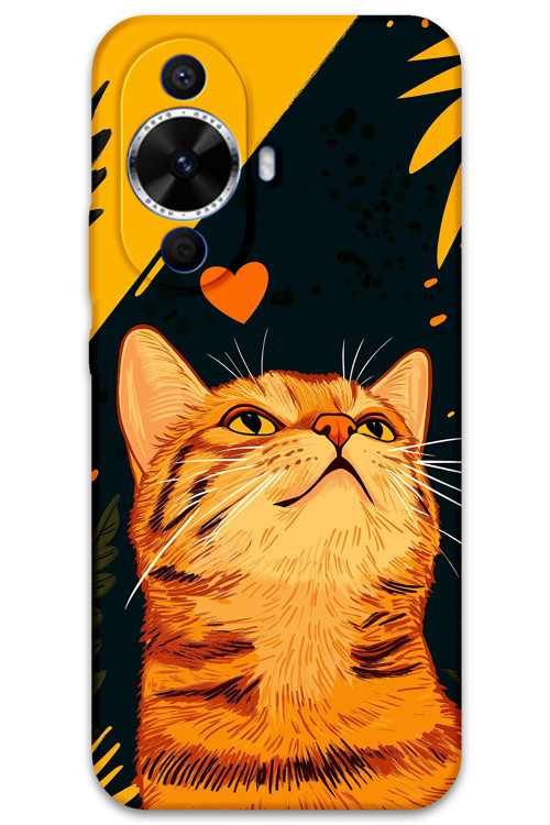 Huawei Nova 12S Uyumlu Kedi Desenli Telefon Kılıfı + Ekran Koruyucu - 5783