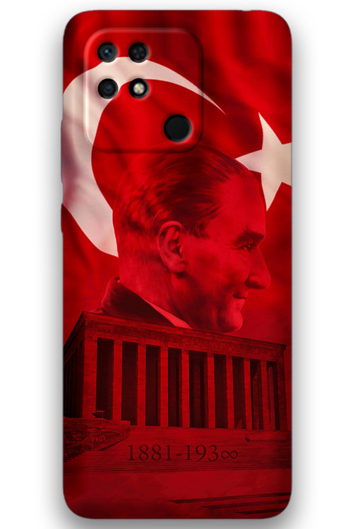 Xiaomi Redmi 10C Uyumlu Atatürk Desenli Telefon Kılıfı + Ekran Koruyucu - 5848