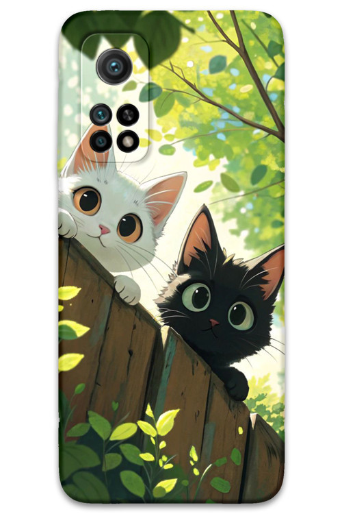 Xiaomi Mi 10T Pro Uyumlu Kedi Desenli Telefon Kılıfı + Ekran Koruyucu - 5785