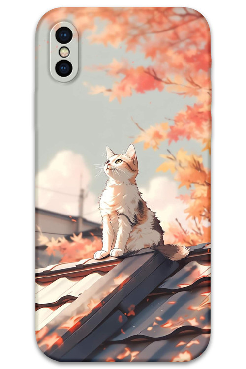 İphone Xs Max Uyumlu Kedi Desenli Telefon Kılıfı + Ekran Koruyucu - 5784