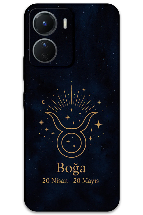 Vivo Y16 Uyumlu Boğa Burcu Desenli Telefon Kılıfı + Ekran Koruyucu - 5769