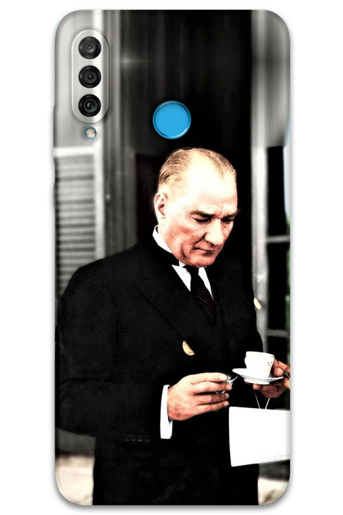 Huawei P30 Lite Uyumlu Atatürk Desenli Telefon Kılıfı + Ekran Koruyucu - 5850