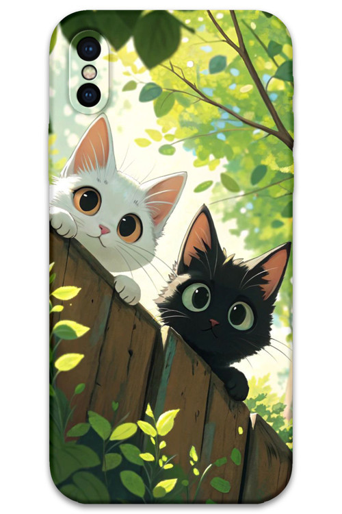 İphone Xs Max Uyumlu Kedi Desenli Telefon Kılıfı + Ekran Koruyucu - 5785