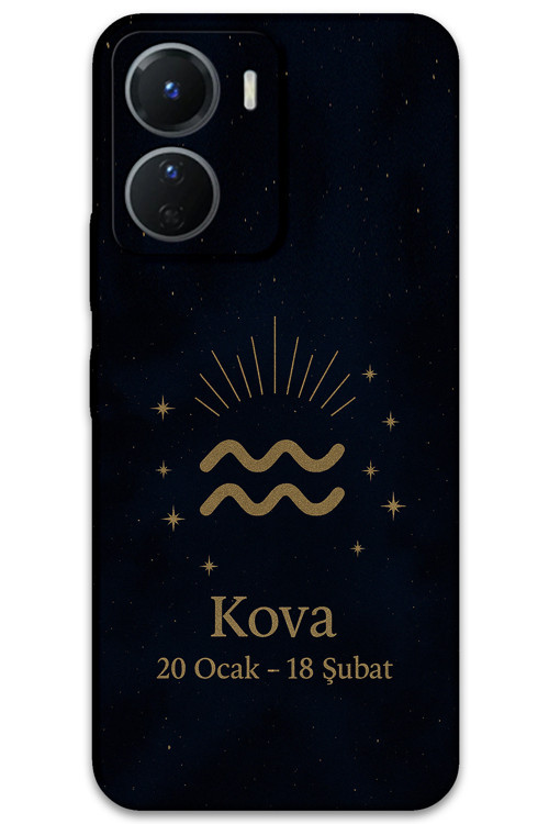 Vivo Y16 Uyumlu Kova Burcu Desenli Telefon Kılıfı + Ekran Koruyucu - 5778