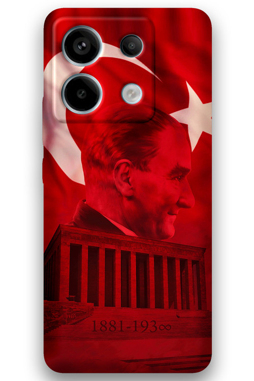 Poco M6 Pro Uyumlu Atatürk Desenli Telefon Kılıfı + Ekran Koruyucu - 5848