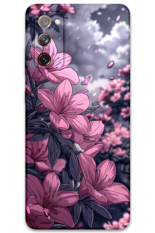 Galaxy S20 Fe Uyumlu Çiçek Desenli Telefon Kılıfı + Ekran Koruyucu - 5796