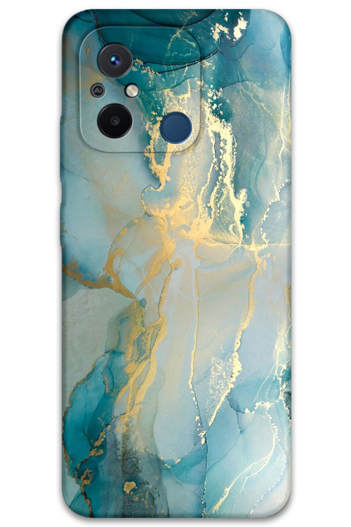 Xiaomi Redmi 12C Uyumlu Mermer Desenli Telefon Kılıfı + Ekran Koruyucu - 5814