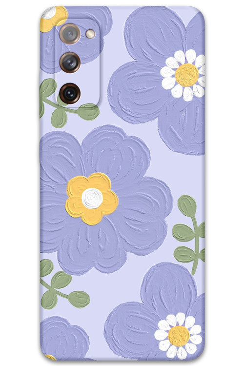 Galaxy S20 Fe Uyumlu Çiçek Desenli Telefon Kılıfı + Ekran Koruyucu - 5799