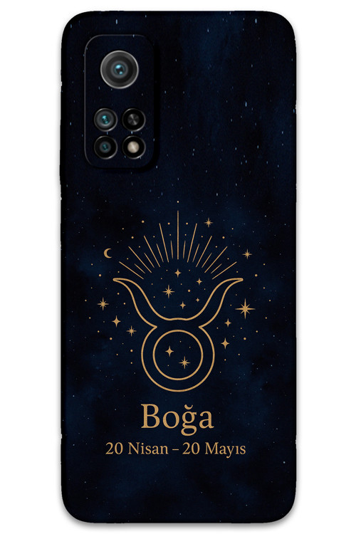 Xiaomi Mi 10T Uyumlu Boğa Burcu Desenli Telefon Kılıfı + Ekran Koruyucu - 5769