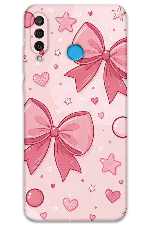 Huawei P30 Lite Uyumlu Kurdele Desenli Telefon Kılıfı + Ekran Koruyucu - 5803