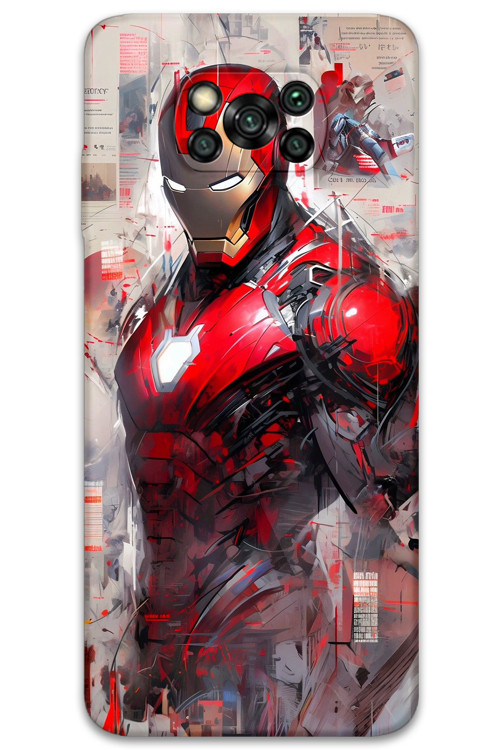 Poco X3 Nfc Uyumlu İronman Desenli Telefon Kılıfı + Ekran Koruyucu - 5828