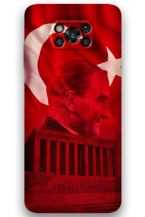 Poco X3 Nfc Uyumlu Atatürk Desenli Telefon Kılıfı + Ekran Koruyucu - 5848