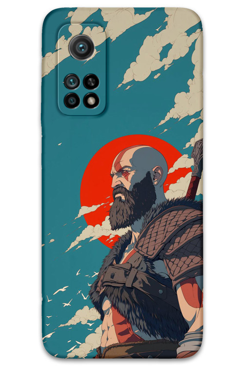 Xiaomi Mi 10T Pro Uyumlu Kratos Desenli Telefon Kılıfı + Ekran Koruyucu - 5824