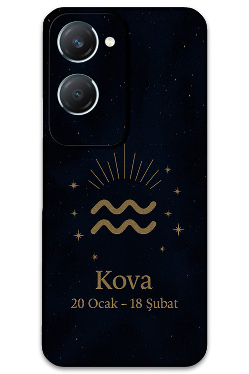Vivo Y18 Uyumlu Kova Burcu Desenli Telefon Kılıfı + Ekran Koruyucu - 5778