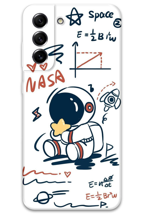 Galaxy S21 Uyumlu Astronot Desenli Telefon Kılıfı + Ekran Koruyucu - 5858