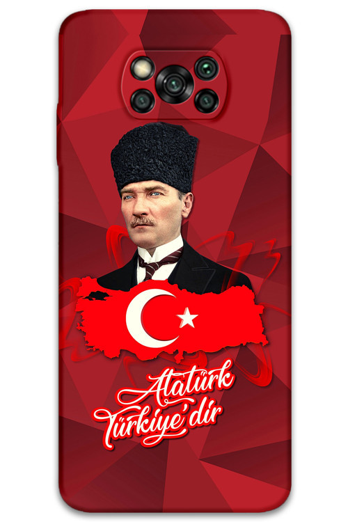 Poco X3 Nfc Uyumlu Atatürk Desenli Telefon Kılıfı + Ekran Koruyucu - 5851