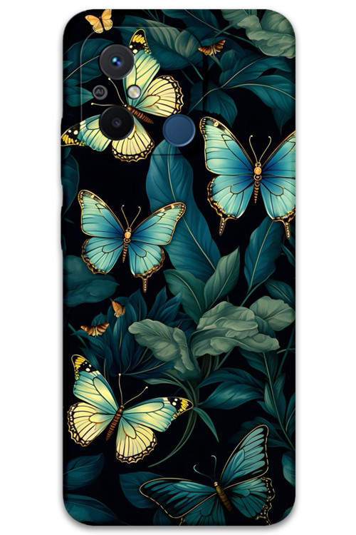 Xiaomi Redmi 12C Uyumlu Kelebek Desenli Telefon Kılıfı + Ekran Koruyucu - 5791