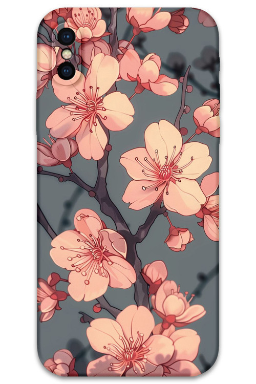 İphone Xs Max Uyumlu Çiçek Desenli Telefon Kılıfı + Ekran Koruyucu - 5801