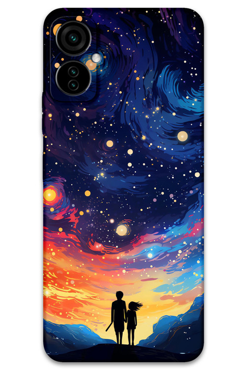 Tecno Camon 19 Neo Uyumlu Uzay Desenli Telefon Kılıfı + Ekran Koruyucu - 5863