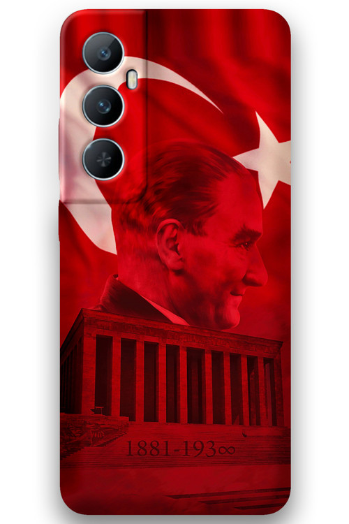 Realme C65 Uyumlu Atatürk Desenli Telefon Kılıfı + Ekran Koruyucu - 5848
