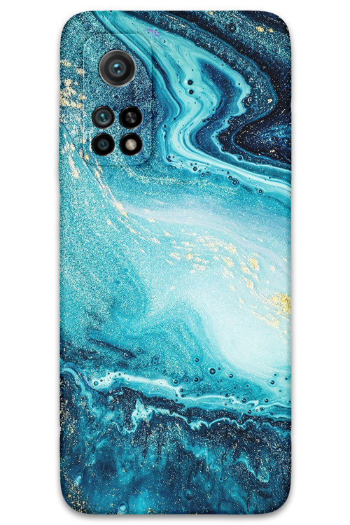Xiaomi Mi 10T Pro Uyumlu Mermer Desenli Telefon Kılıfı + Ekran Koruyucu - 5818