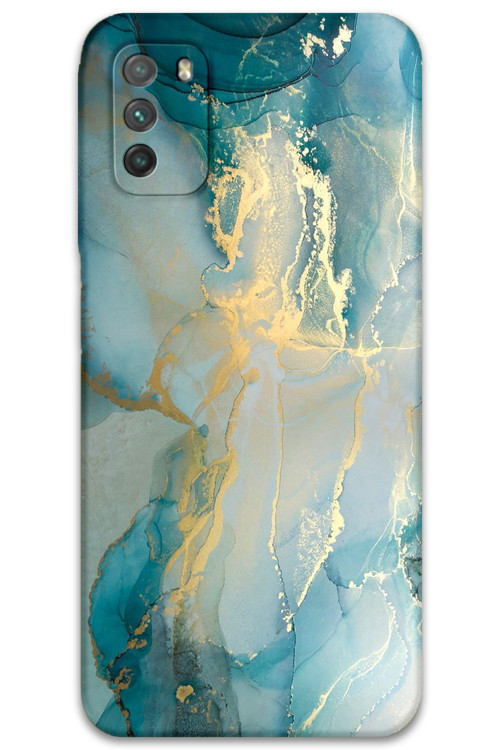 Xiaomi Redmi 9T Uyumlu Mermer Desenli Telefon Kılıfı + Ekran Koruyucu - 5814