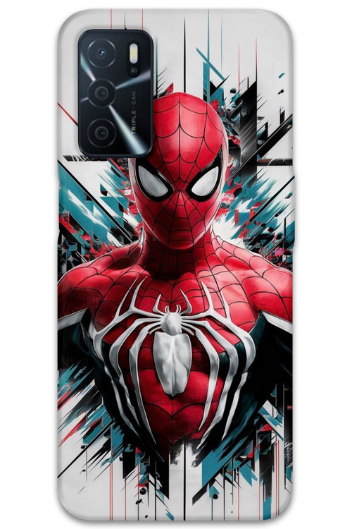 Oppo A16 Uyumlu Spiderman Desenli Telefon Kılıfı + Ekran Koruyucu - 5831