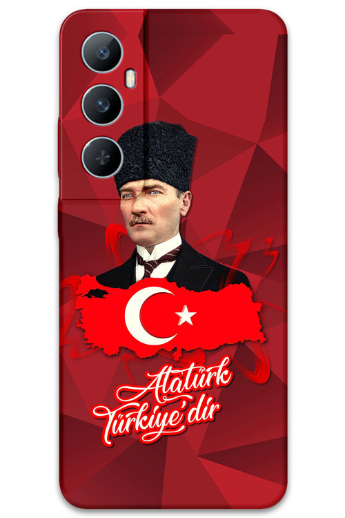 Realme C65 Uyumlu Atatürk Desenli Telefon Kılıfı + Ekran Koruyucu - 5851