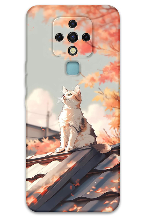 Tecno Camon 16 Uyumlu Kedi Desenli Telefon Kılıfı + Ekran Koruyucu - 5784