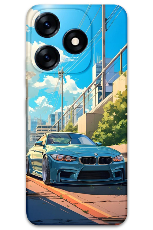 Tecno Spark 20 Uyumlu Araba Desenli Telefon Kılıfı + Ekran Koruyucu - 5760