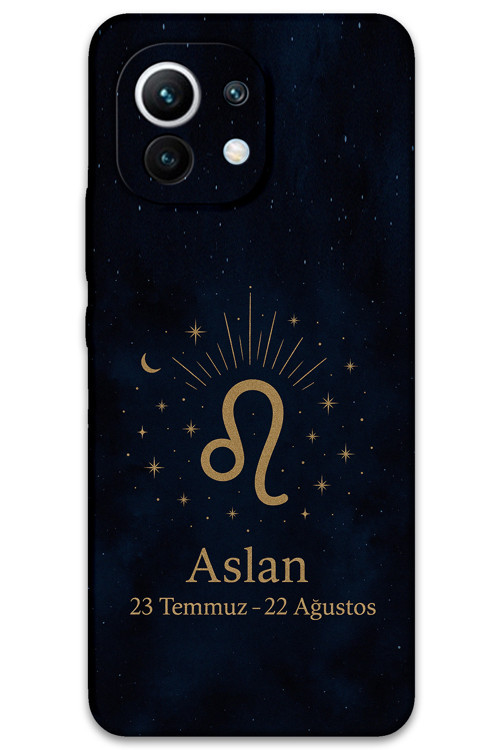 Xiaomi Mi 11 Uyumlu Aslan Burcu Desenli Telefon Kılıfı + Ekran Koruyucu - 5772