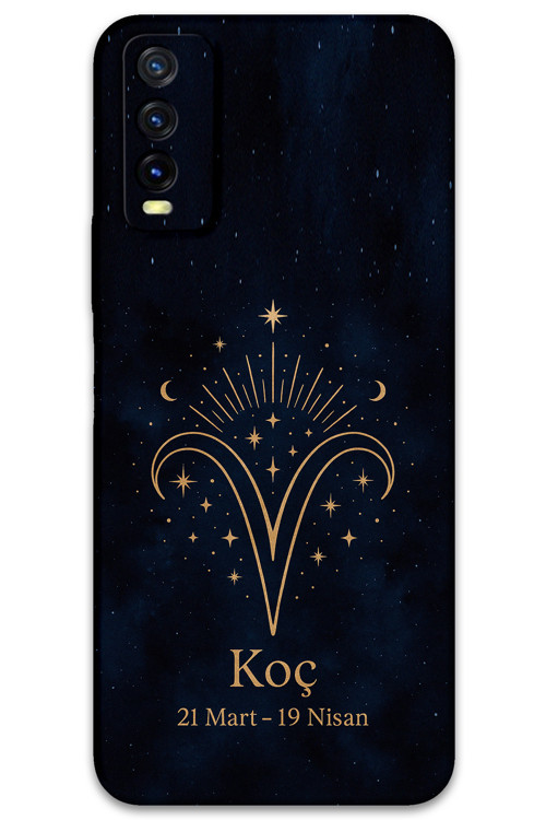 Vivo Y20S Uyumlu Koç Burcu Desenli Telefon Kılıfı + Ekran Koruyucu - 5768