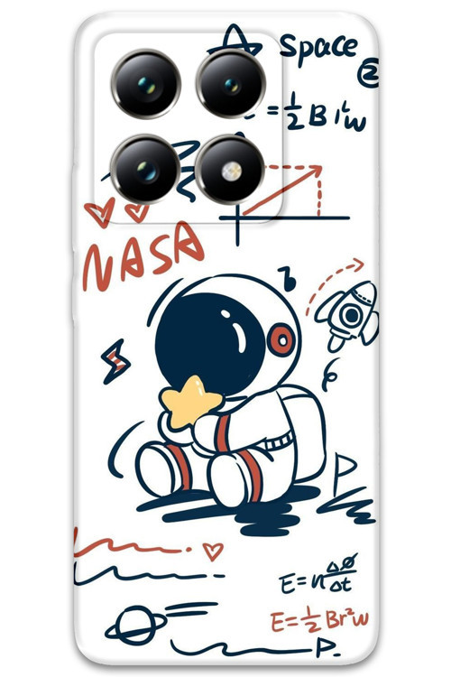 Xiaomi Mi 14T Uyumlu Astronot Desenli Telefon Kılıfı + Ekran Koruyucu - 5858