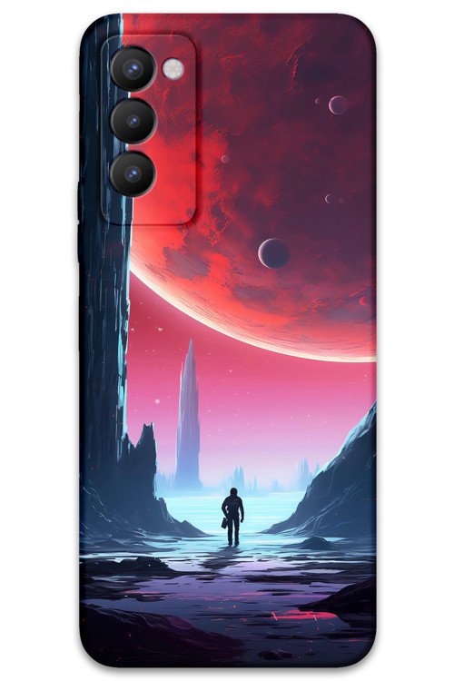 Tecno Camon 18 Uyumlu Uzay Desenli Telefon Kılıfı + Ekran Koruyucu - 5860