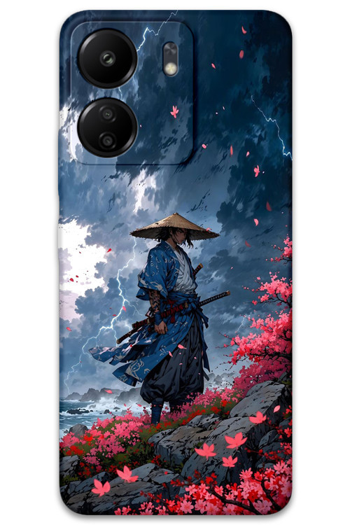 Xiaomi Redmi 13C Uyumlu Samuray Desenli Telefon Kılıfı + Ekran Koruyucu - 5825