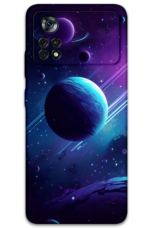 Poco X4 Pro 5G Uyumlu Uzay Desenli Telefon Kılıfı + Ekran Koruyucu - 5866