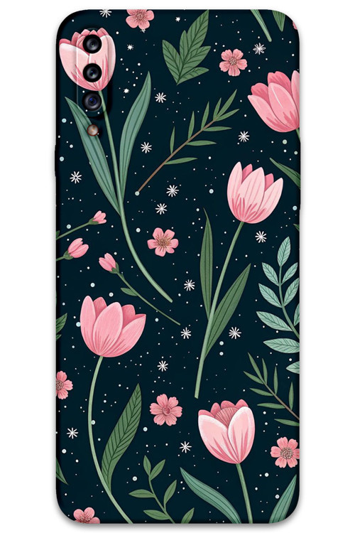 Galaxy A20S Uyumlu Çiçek Desenli Telefon Kılıfı + Ekran Koruyucu - 5788