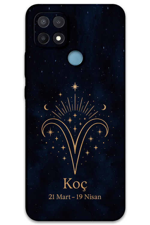Oppo A15S Uyumlu Koç Burcu Desenli Telefon Kılıfı + Ekran Koruyucu - 5768