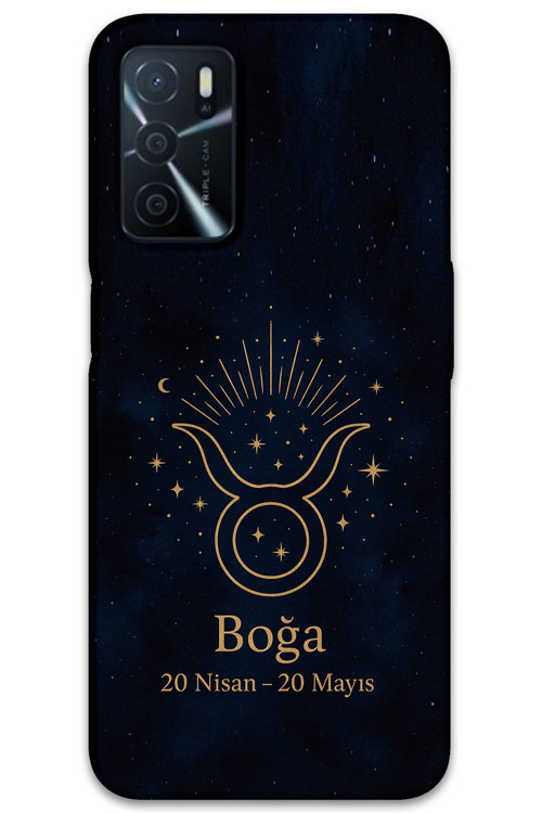 Oppo A16 Uyumlu Boğa Burcu Desenli Telefon Kılıfı + Ekran Koruyucu - 5769