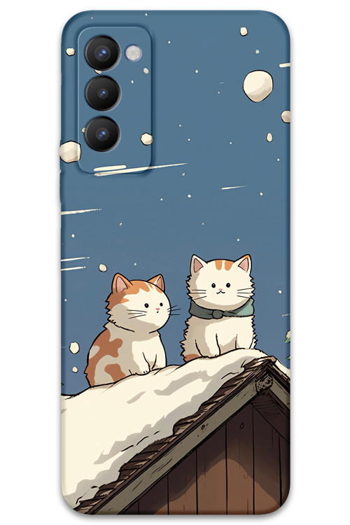 Tecno Camon 18 Uyumlu Kedi Desenli Telefon Kılıfı + Ekran Koruyucu - 5780