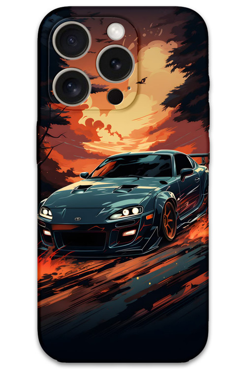 İphone 15 Pro Uyumlu Araba Desenli Telefon Kılıfı + Ekran Koruyucu - 5766