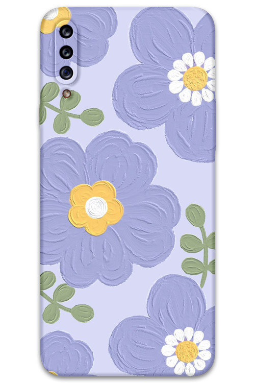 Galaxy A20S Uyumlu Çiçek Desenli Telefon Kılıfı + Ekran Koruyucu - 5799