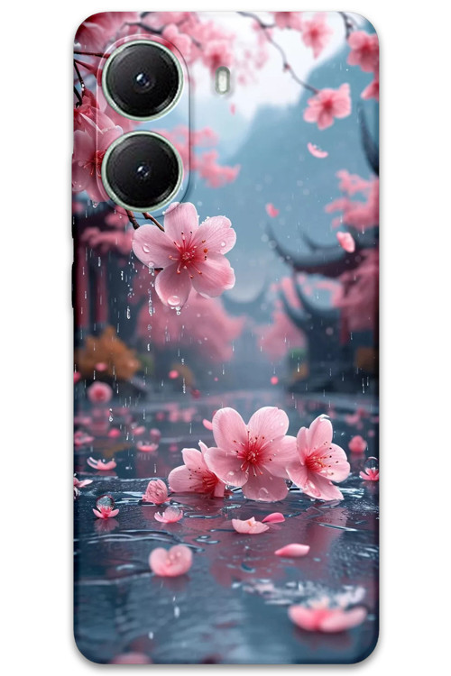 Poco X7 Pro Uyumlu Çiçek Desenli Telefon Kılıfı + Ekran Koruyucu - 5794