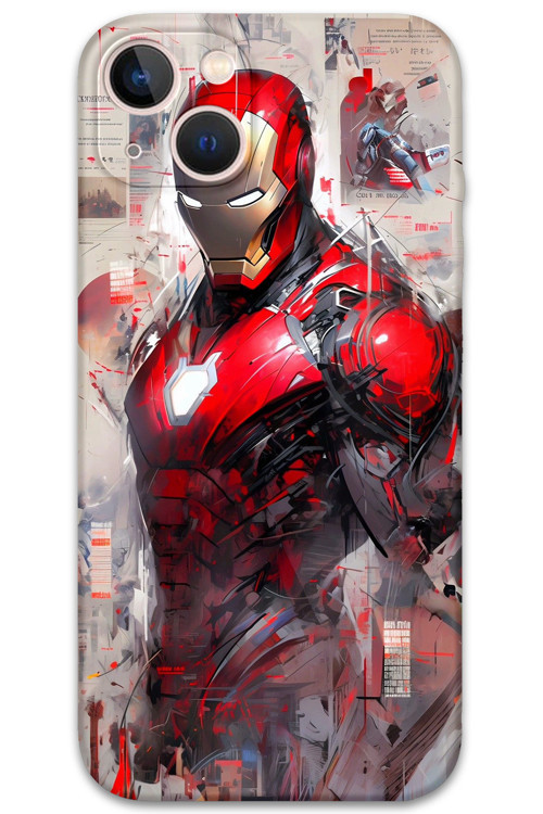 İphone 15 Uyumlu İronman Desenli Telefon Kılıfı + Ekran Koruyucu - 5828