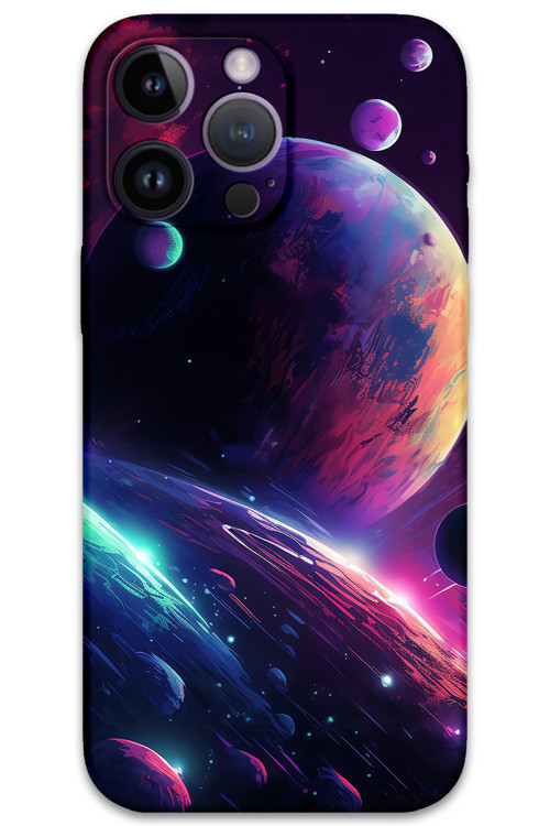 İphone 14 Pro Uyumlu Uzay Desenli Telefon Kılıfı + Ekran Koruyucu - 5862