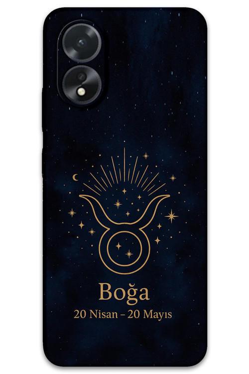 Oppo A38 Uyumlu Boğa Burcu Desenli Telefon Kılıfı + Ekran Koruyucu - 5769