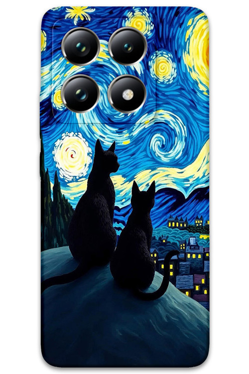 Xiaomi Mi 14T Pro Uyumlu Kedi Desenli Telefon Kılıfı + Ekran Koruyucu - 5782