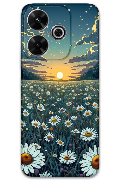 Xiaomi Redmi 13 Uyumlu Çiçek Desenli Telefon Kılıfı + Ekran Koruyucu - 5792