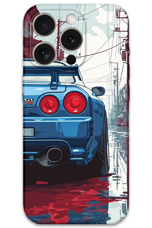 İphone 15 Pro Uyumlu Araba Desenli Telefon Kılıfı + Ekran Koruyucu - 5761